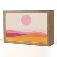 TISCHLEUCHTE Hügel - Orange - Sonne - Abstrakt 30x20 cm - Chromfarben, Holzwerkstoff (8/30/20cm) - OnlyWow
