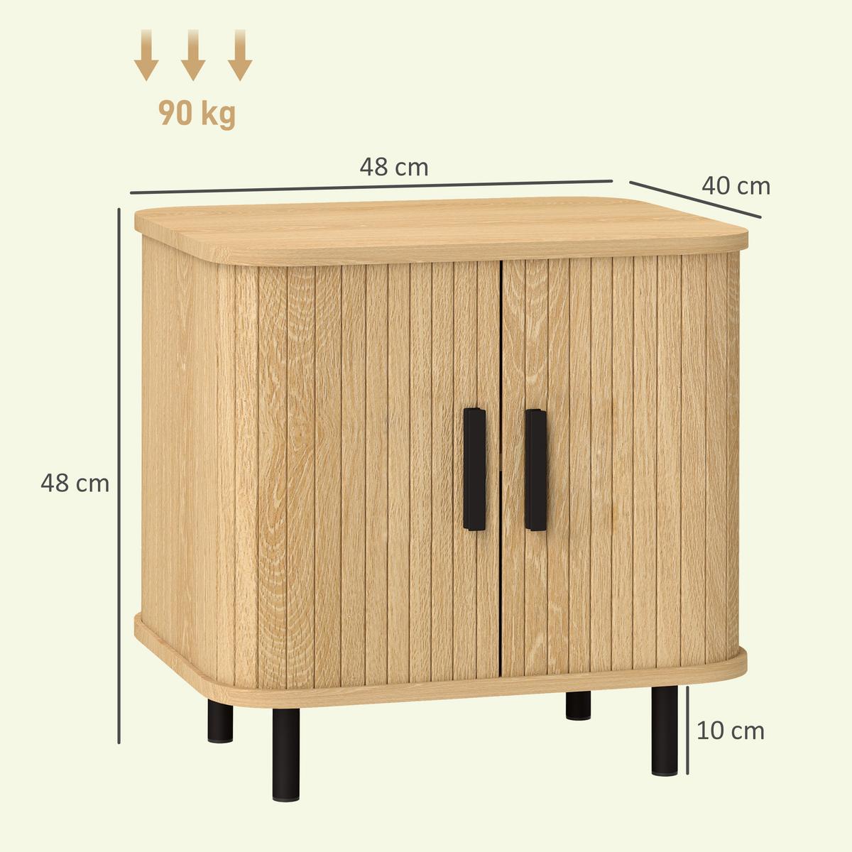NACHTTISCH MDF Eiche - Eichefarben/Schwarz, Holzwerkstoff/Metall (48/40/48cm) - HOMCOM