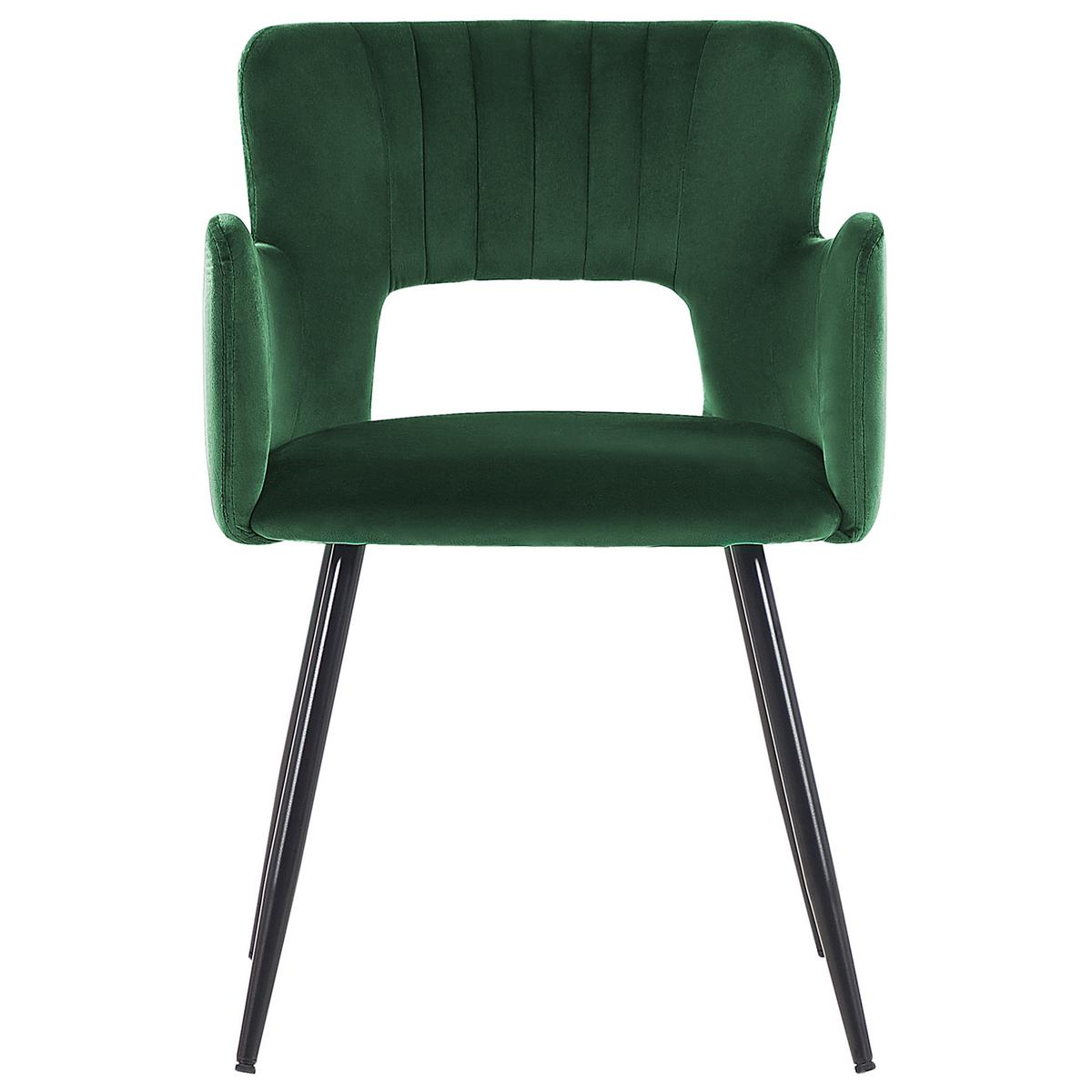 ESSZIMMERSTUHL 2er-Set Samtstoff Smaragdgrün Sanilac - Smaragdgrün, Textil/Metall (52/75/44cm) - Beliani