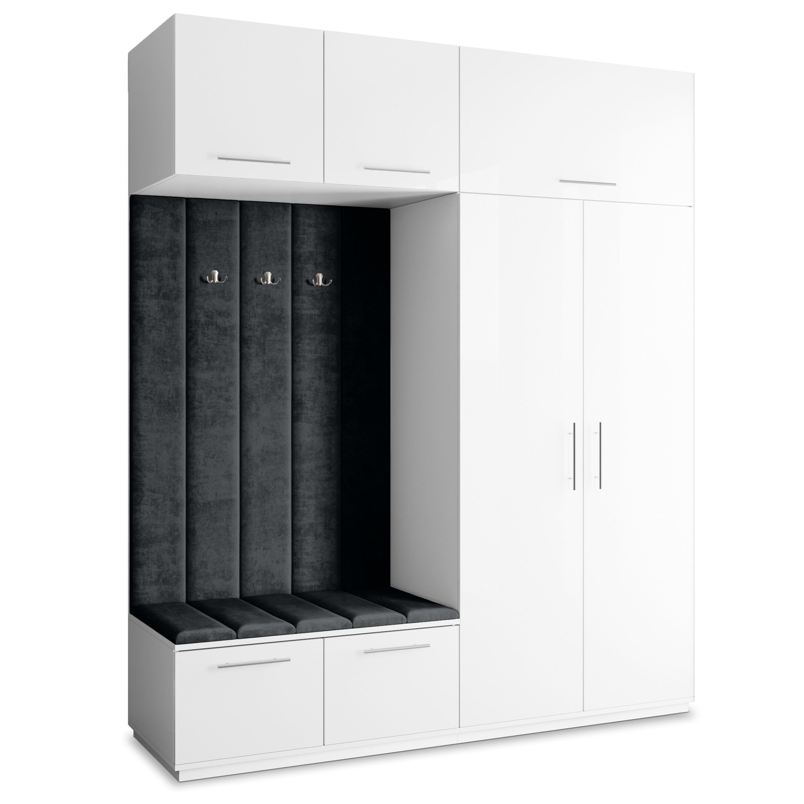 GARDEROBENSCHRANK REMA 200/240/60 cm Modern Weiß - Schwarz/Weiß, Holzwerkstoff (200/240/60cm) - MASSENO