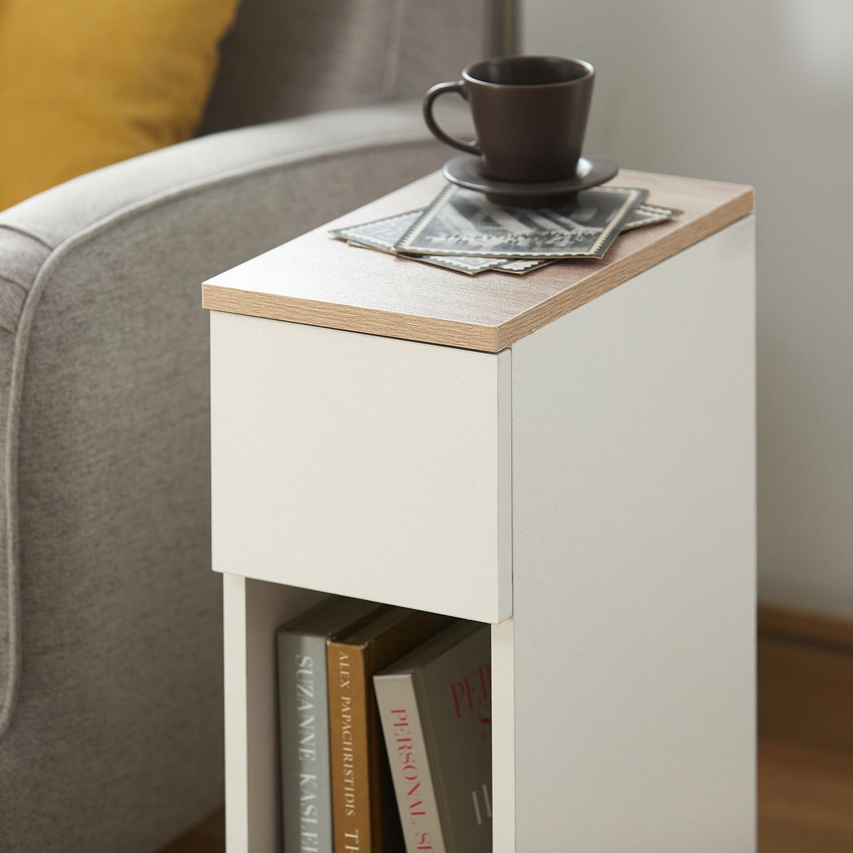 NACHTTISCH Schmal, Weiß, 20x60x35cm - Weiß, Holzwerkstoff (20/60/35cm) - SoBuy