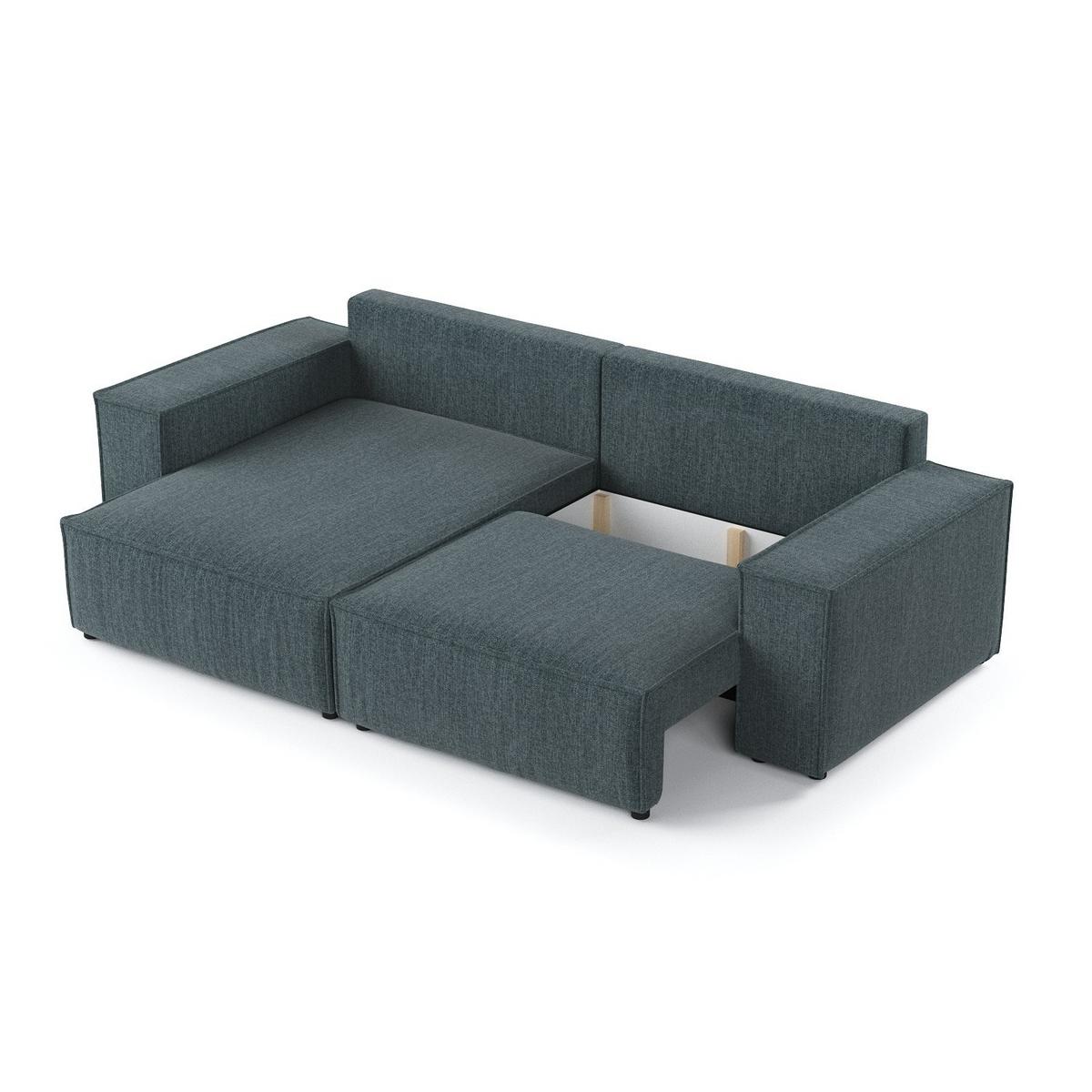 ECKSOFA CAVO mit Schlaffunktion Blaugrau im City Stoff - Blaugrau/Schwarz, Holz/Holzwerkstoff (255/148cm) - AltaBeds