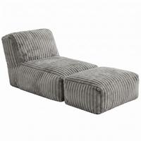 SESSEL MIT HOCKER aus Kordsamt modular und ergonomisch gepolstert - Hellgrau, Textil (160/66/80cm) - Urban Meuble