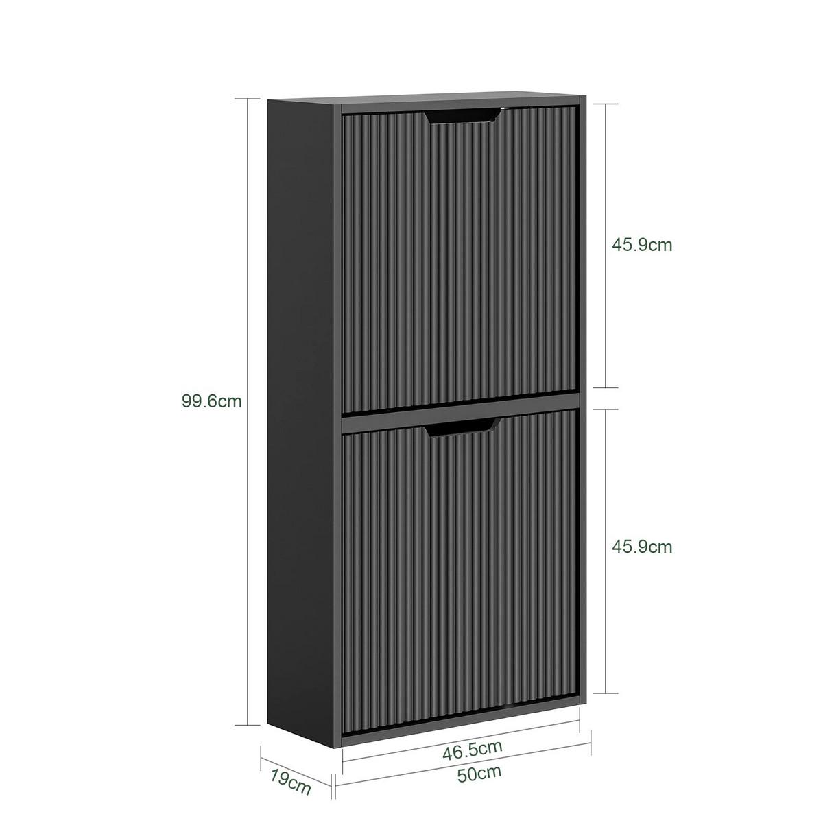 SCHUHSCHRANK Schmal, Schuhkipper Schwarz 50x100x19cm - Schwarz, Holzwerkstoff (19/100/50cm) - SoBuy