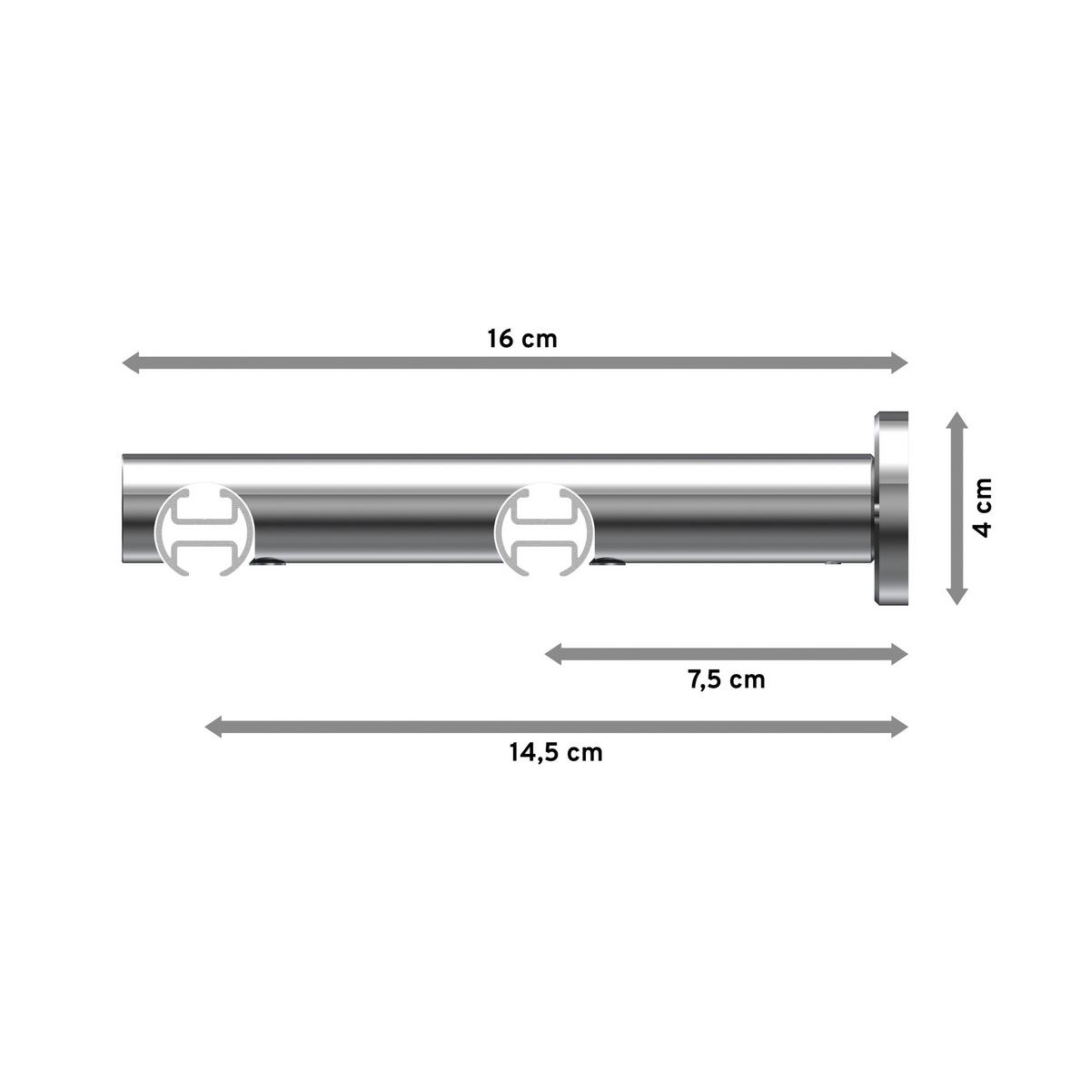 GARDINENSTANGE INNENLAUF Platon Tanara 320 cm (geteilt in 2 x 160 cm), 2-läufig, 20 mm Ø Chrom - Chromfarben/Weiß, Metall (320cm) - INTERDECO