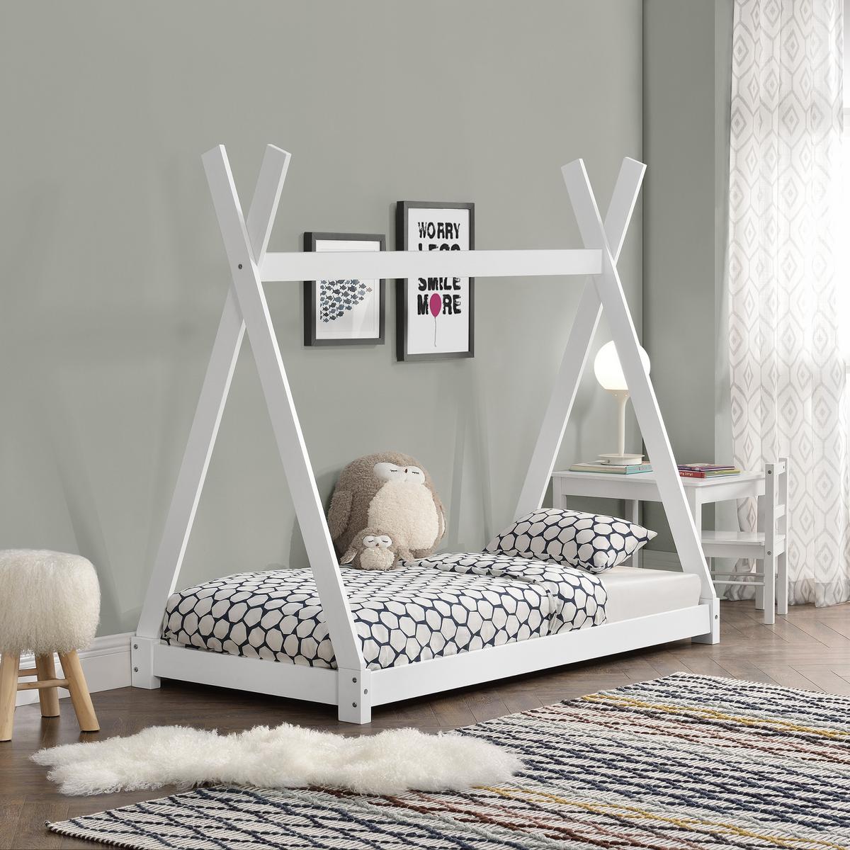 KINDERBETT Onejda - Weiß, Holz (80/160cm) - [en.casa]