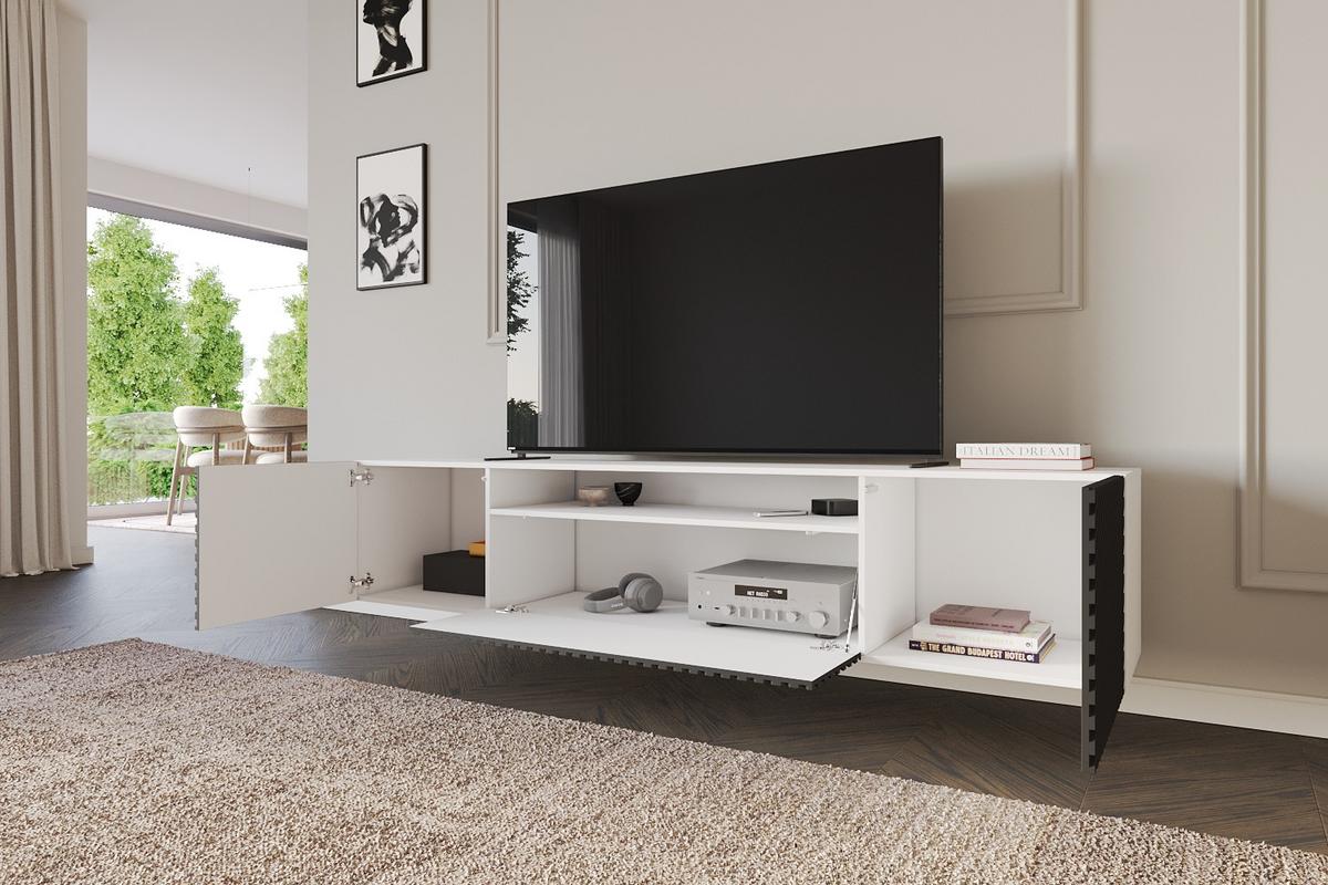 LOWBOARD ZENO-W 200x40x41 cm - Weiß / Schwarz - Schwarz, Holzwerkstoff (200/40/41cm) - ALTDECOR