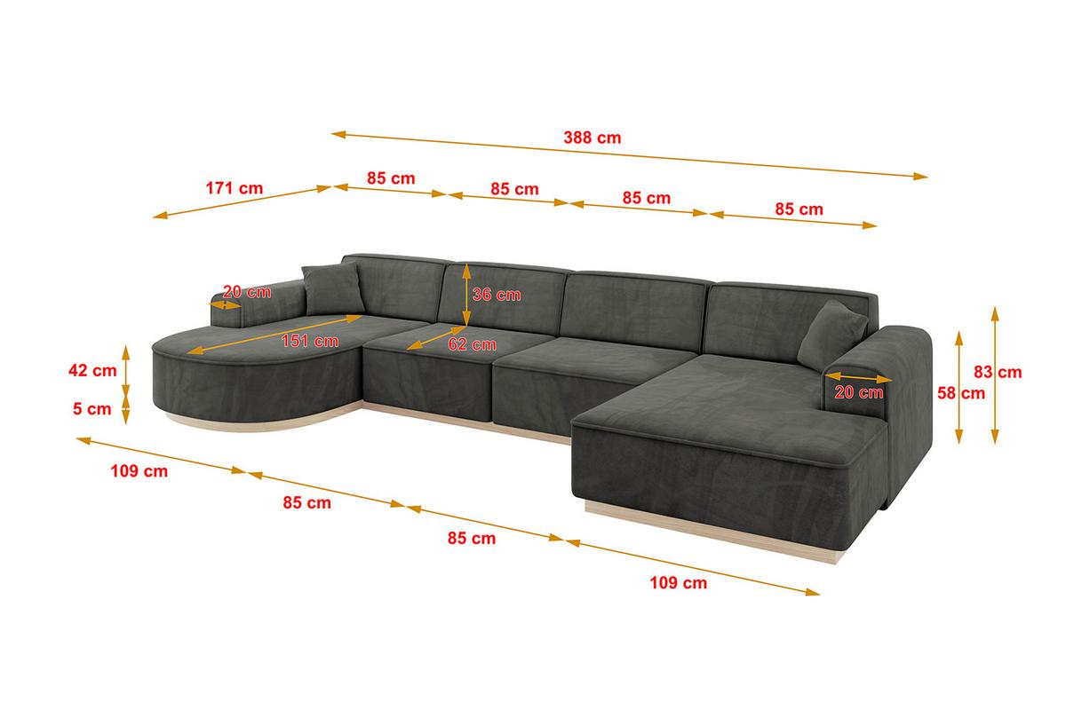 WOHNLANDSCHAFT ARRIO-U2 303x171x83 cm Anthrazit - Anthrazit, Holzwerkstoff/Textil (388/83/171cm) - ALTDECOR