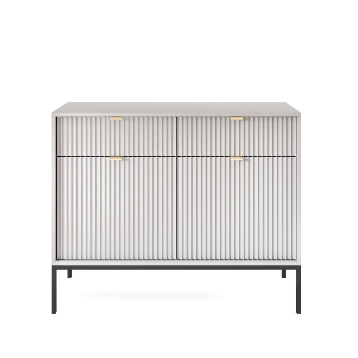 KOMMODE STELLARE 104/83/39 cm mit 2 Schubladen 2 Türen Grau - Grau, Holzwerkstoff (104/83/39cm) - MASSENO