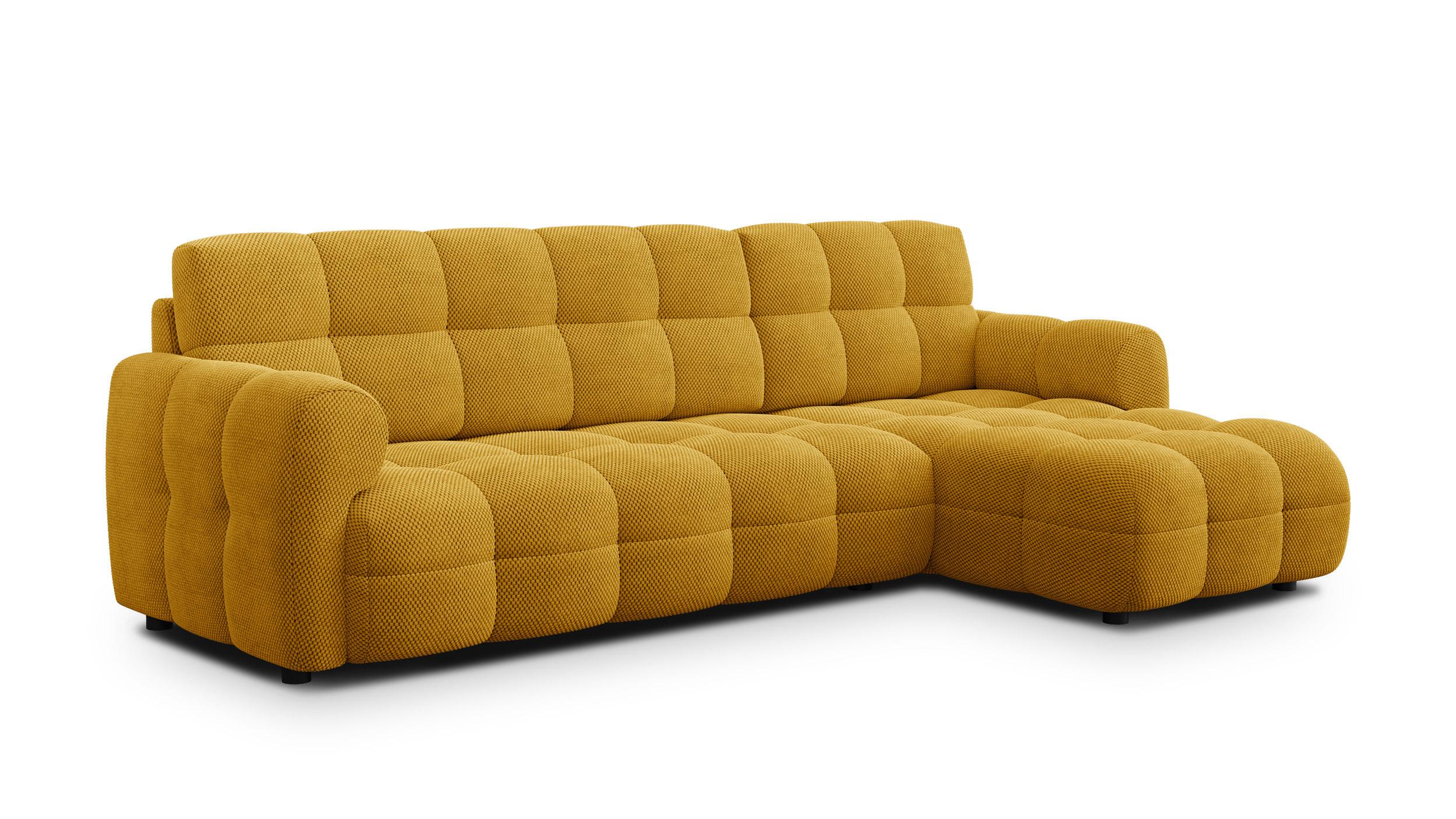 ECKSOFA MELLOW 4-Sitzer, safran - Gelb/Schwarz, Holz/Textil (262/156cm) - Wozimo