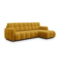 ECKSOFA MELLOW 4-Sitzer, safran - Gelb/Schwarz, Holz/Textil (262/156cm) - Wozimo
