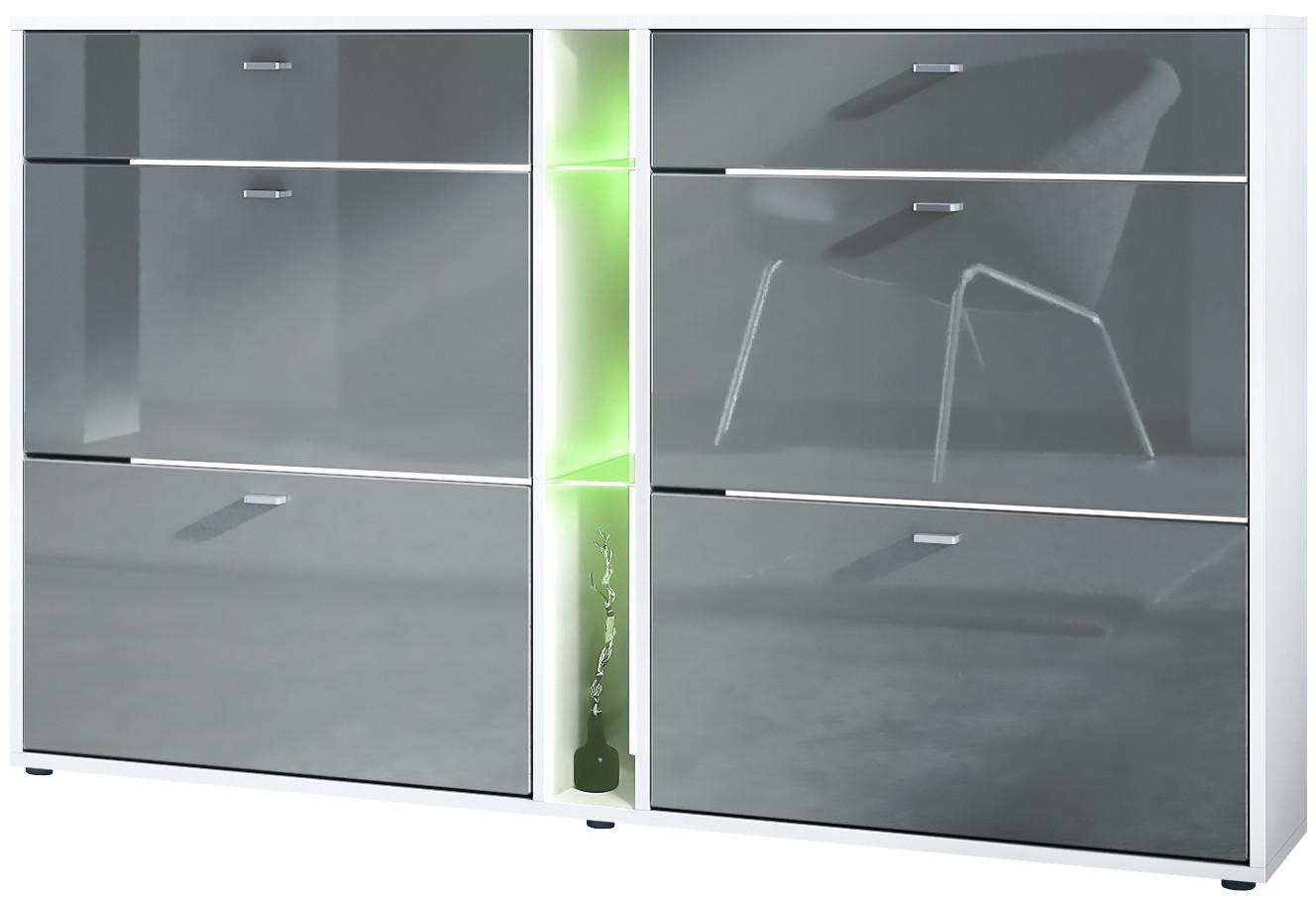 SCHUHSCHRANK Today Fronten in Grau Hochglanz - Grau, Holzwerkstoff (155.5/95/28cm) - Vladon