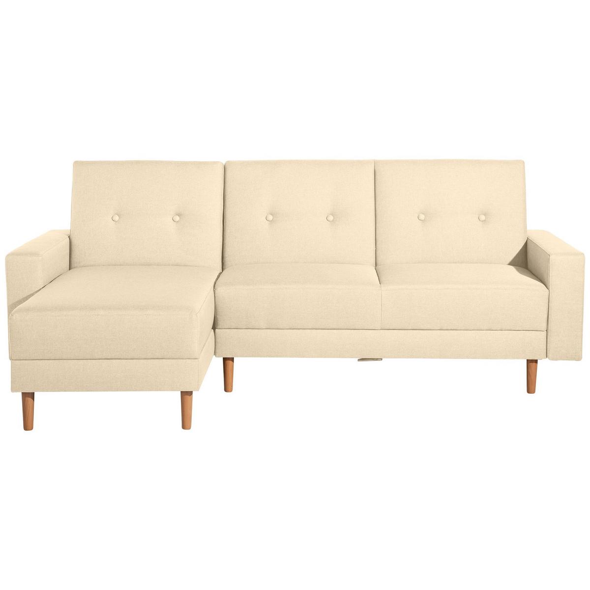 FUNKTIONSSOFA mit Hocker Kattie Flachgewebe beige - Beige, Kunststoff (144/230cm) - 58aufmkessel