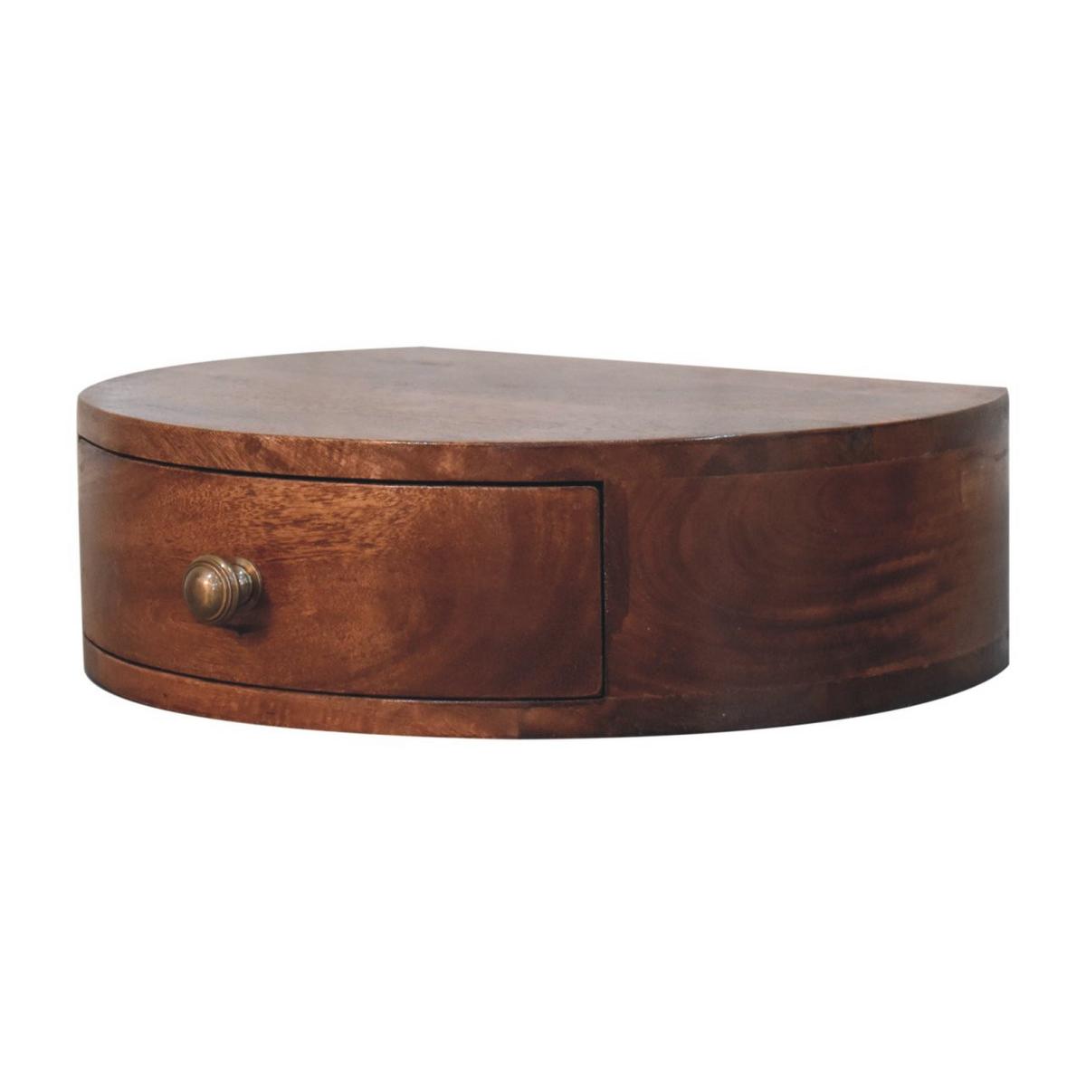 NACHTKASTEN Honigkaramell Wandmontiert Abgerundet, 1 Schublade, Dunkelbraun - Dunkelbraun/Messingfarben, Holz/Metall (40/11/31cm) - Artisan Furniture