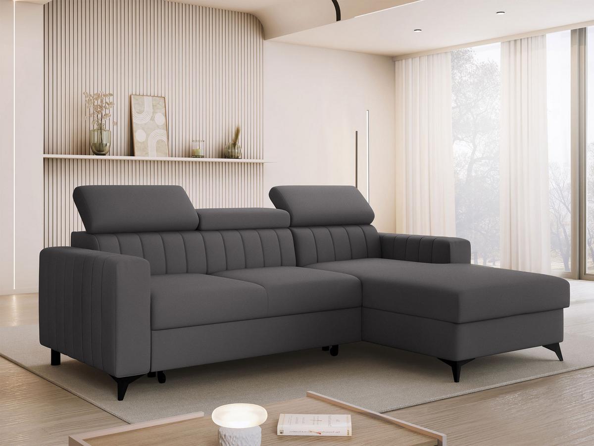 ECKSOFA Milano, Seite: Rechts 2R+LC - Schwarz/Grau, Holz/Textil (172/236cm) - MIRJAN24