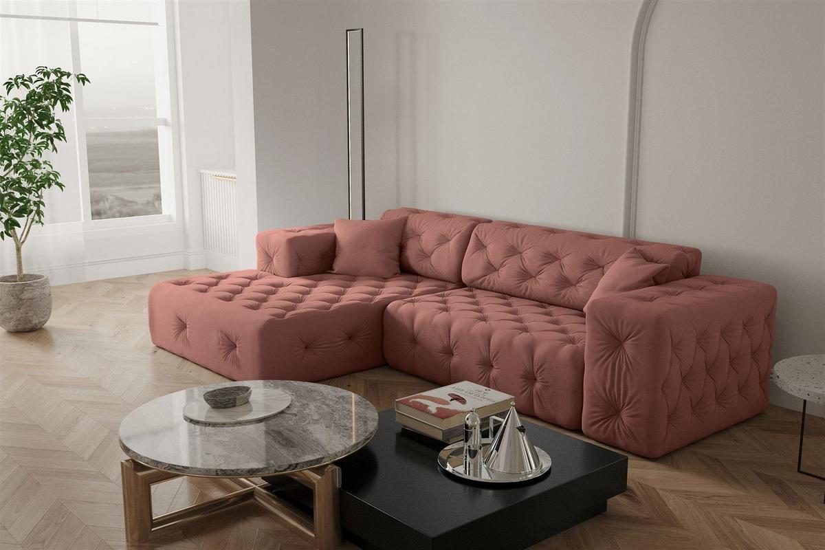 ECKSOFA Chantal - Rosa, Holzwerkstoff/Textil (266/171cm) - Fun Möbel