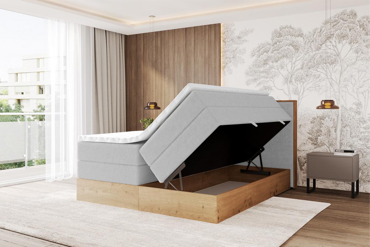 BOXSPRINGBETT LOLLI9 -KING 120x200 - H3/H4 Hellgrau - Hellgrau, Holzwerkstoff (120/200cm) - ALTDECOR