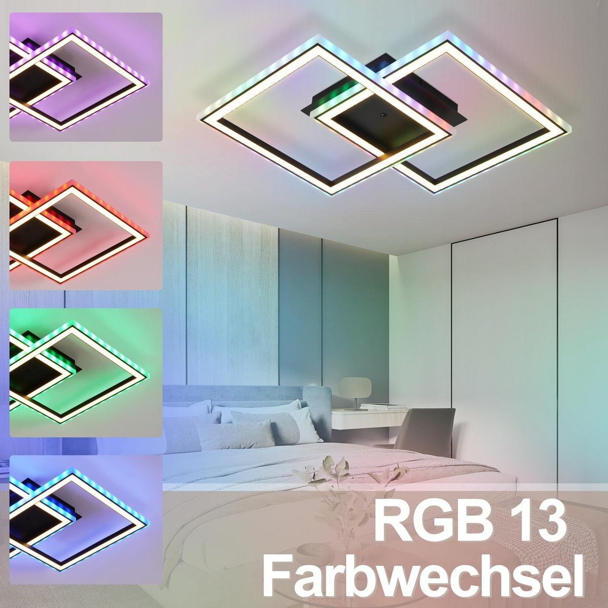 LED-DECKENLEUCHTE Luzadder 44.5/44.5/7cm - Schwarz, Metall (44.5/44.5/7cm) - Nettlife