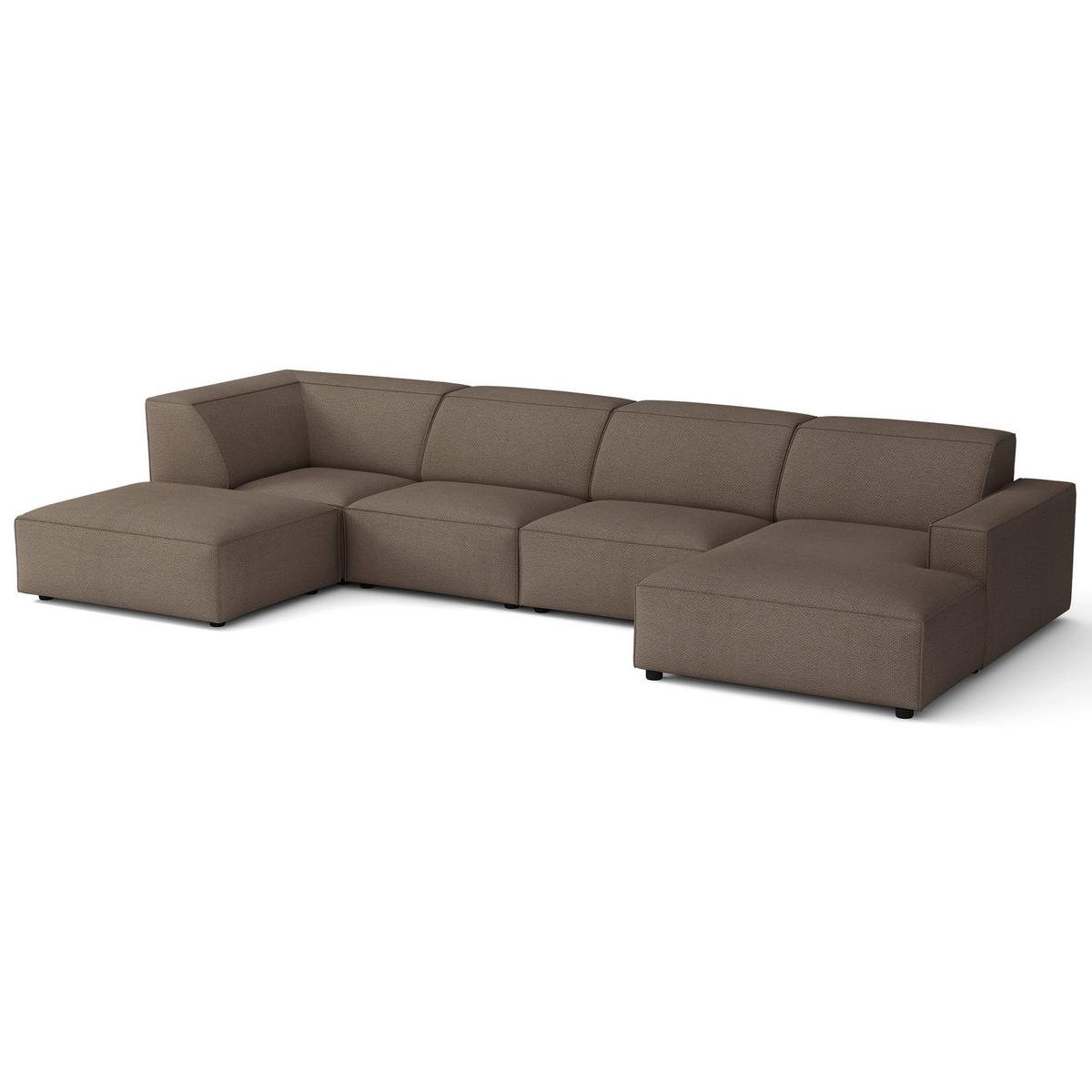 WOHNLANDSCHAFT Sellmo 366 cm - Hellbraun/Schwarz, Kunststoff/Textil (370/70/184cm) - Selsey