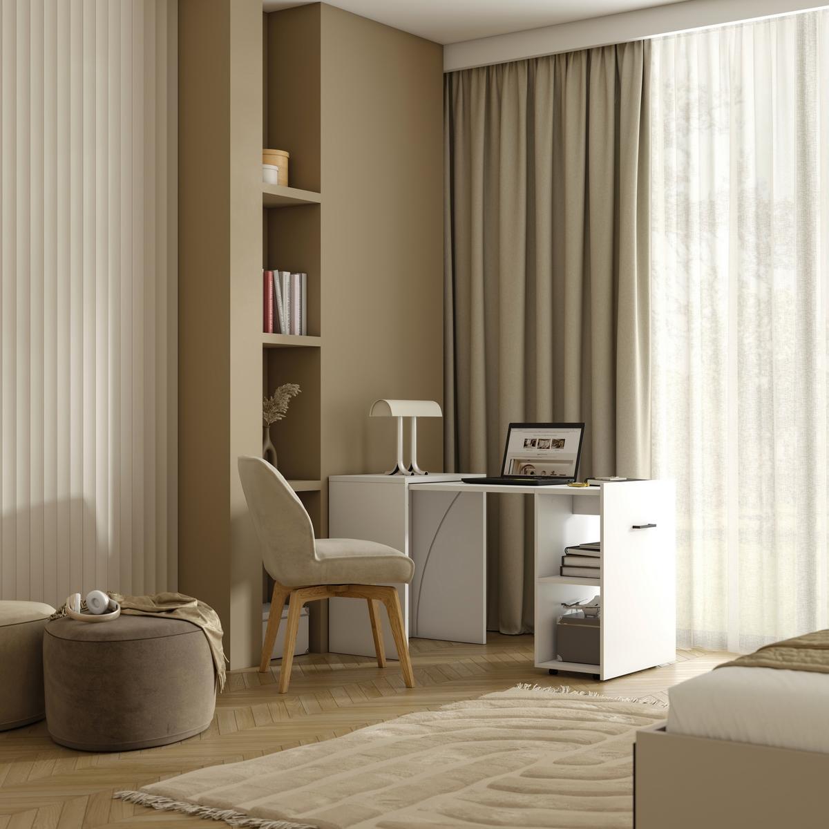 SCHREIBTISCH INTELLO 131,5x60x75 cm Bürotisch Computertisch, Weiß - Weiß, Holzwerkstoff (60/131.5/75cm) - MASSENO