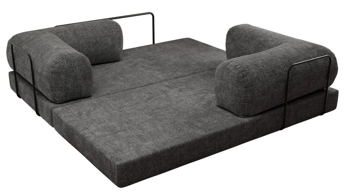 3-SITZER SOFA ORSETTO - Dunkelgrau Schenille grob gewebt - Dunkelgrau/Schwarz, Textil/Metall (200/70/100cm) - MKS