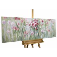ACRYLBILD HANDGEMALT 150/50 cm - Pink/Grün, Holz/Textil (150/50cm) - KUNSTLOFT
