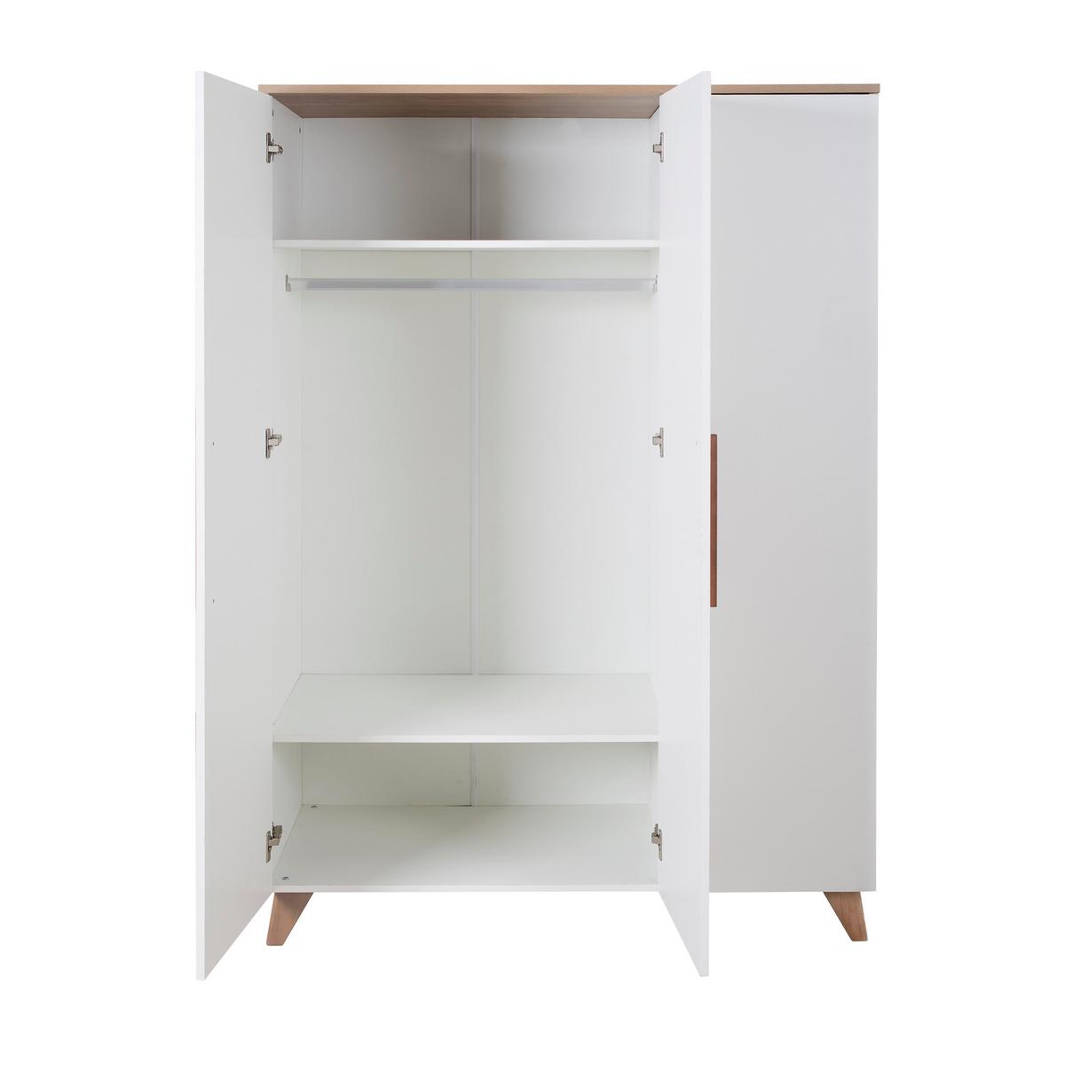 KLEIDERSCHRANK Ole - Weiß, Holzwerkstoff (118/190/52cm) - Roba