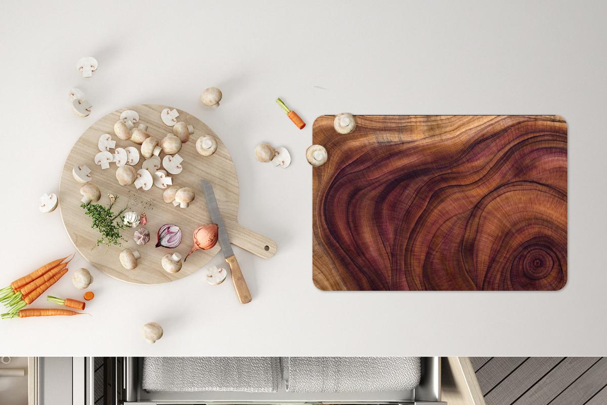PLATZSETS 6er-Set Glatte Holzstruktur aus geschwungenen Linien Tisch Untersetzer-Set 45x30 cm - Zwetschgeholzfarben, Kunststoff (0.3/45/30cm) - MuchoWow
