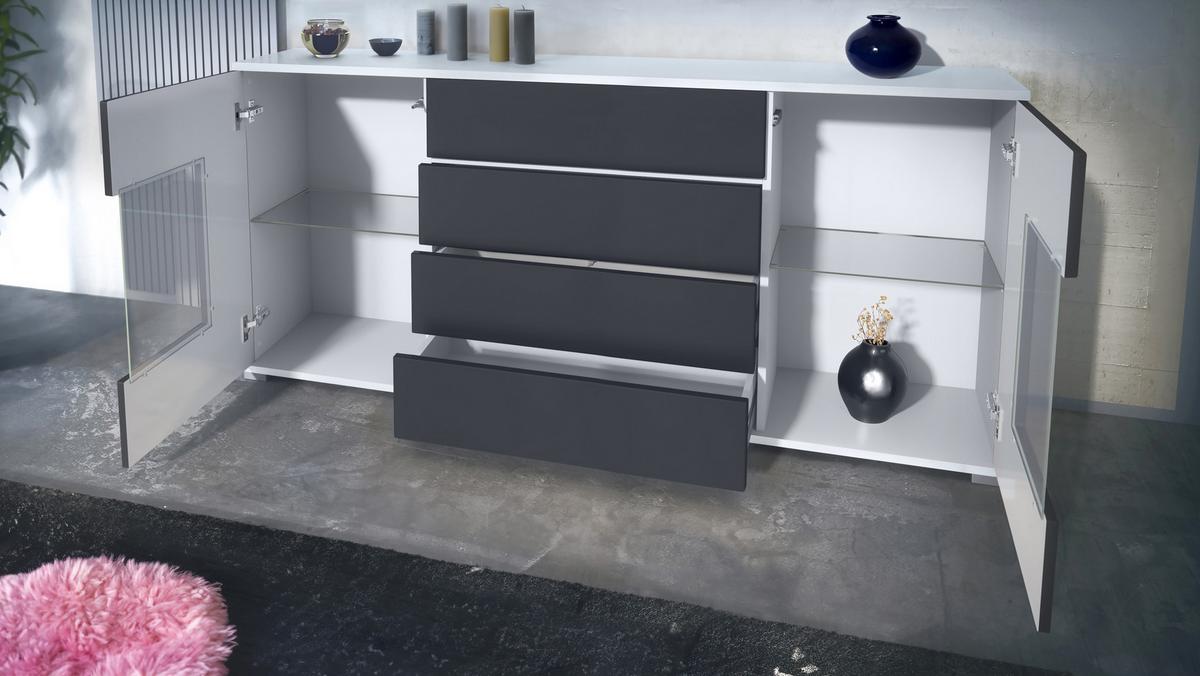 SIDEBOARD Grömitz Creme Hochglanz - Creme, Holzwerkstoff (166.5/75.5/35cm) - Vladon