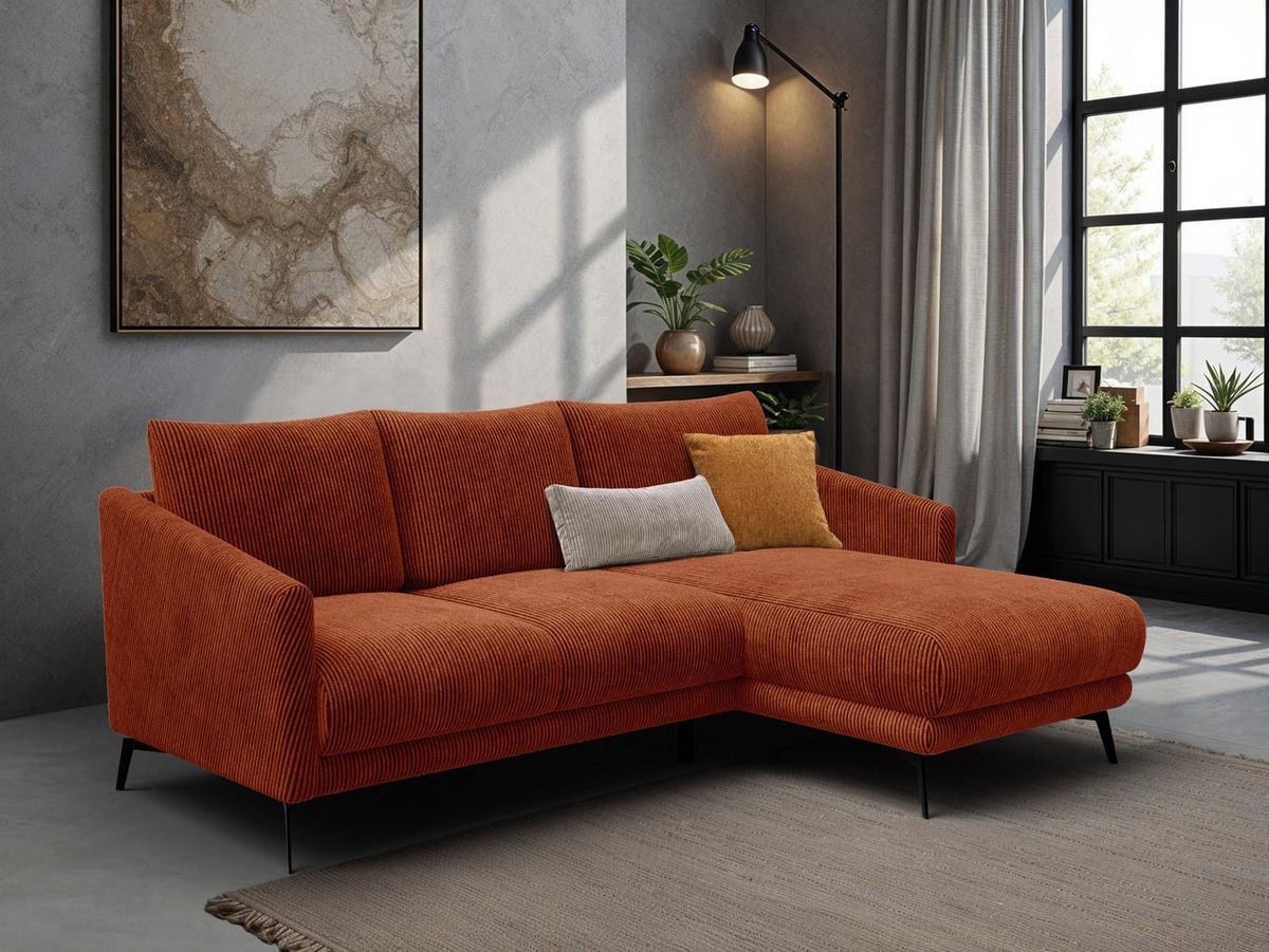 ECKSOFA VILT 3-Sitzer, orange - Schwarz/Orange, Holzwerkstoff/Textil (221/156cm) - Wozimo