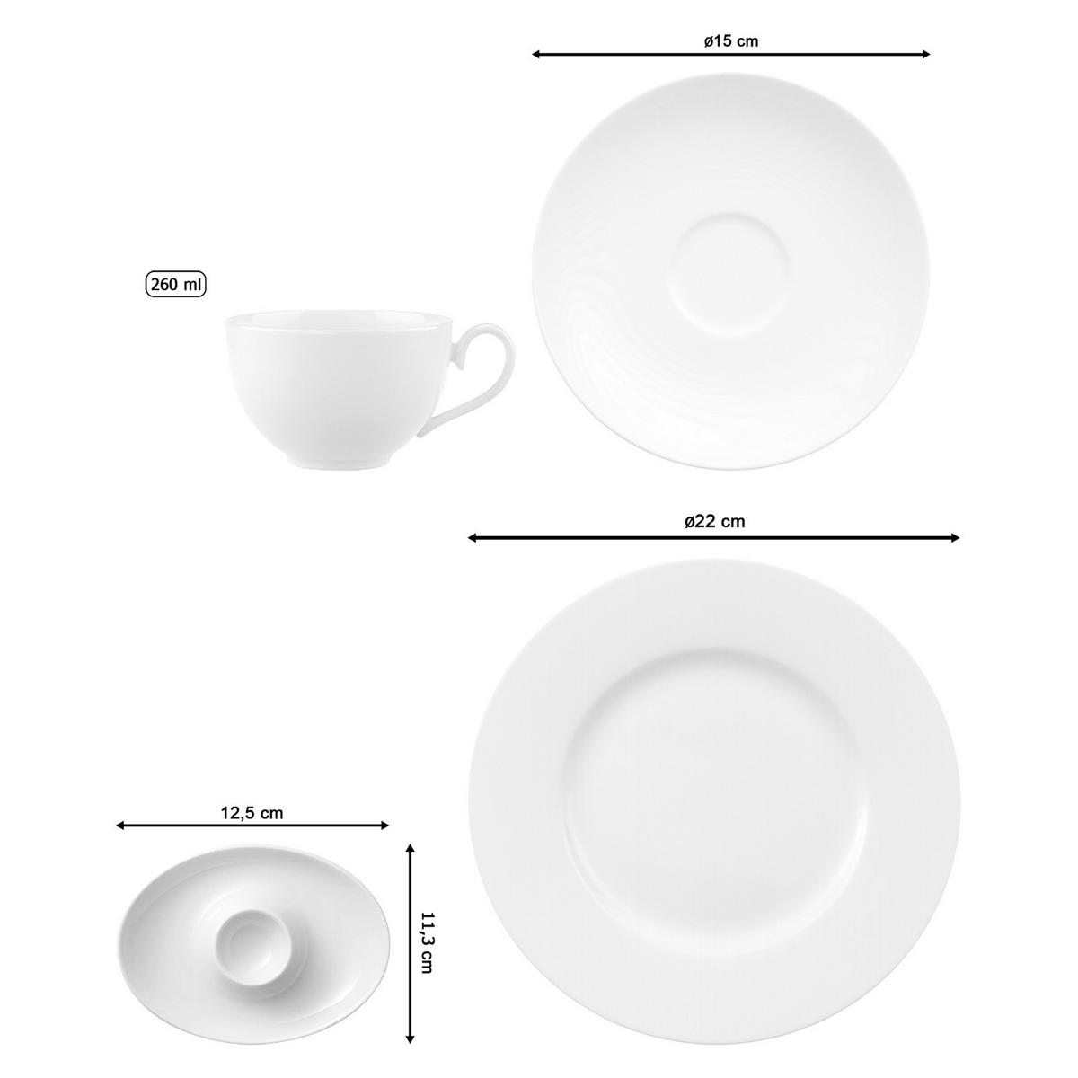 FRÜHSTÜCKSSERVICE Royal weiß - Weiß, Keramik (2/2/2cm) - Villeroy & Boch