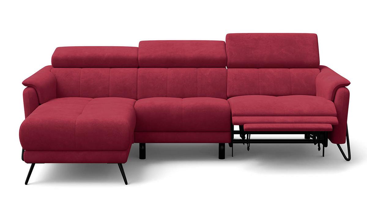 ECKSOFA RODEN 4-Sitzer mit Relax, rostrot, Veloursstoff - Rot, Holz/Textil (268/92cm) - Wozimo