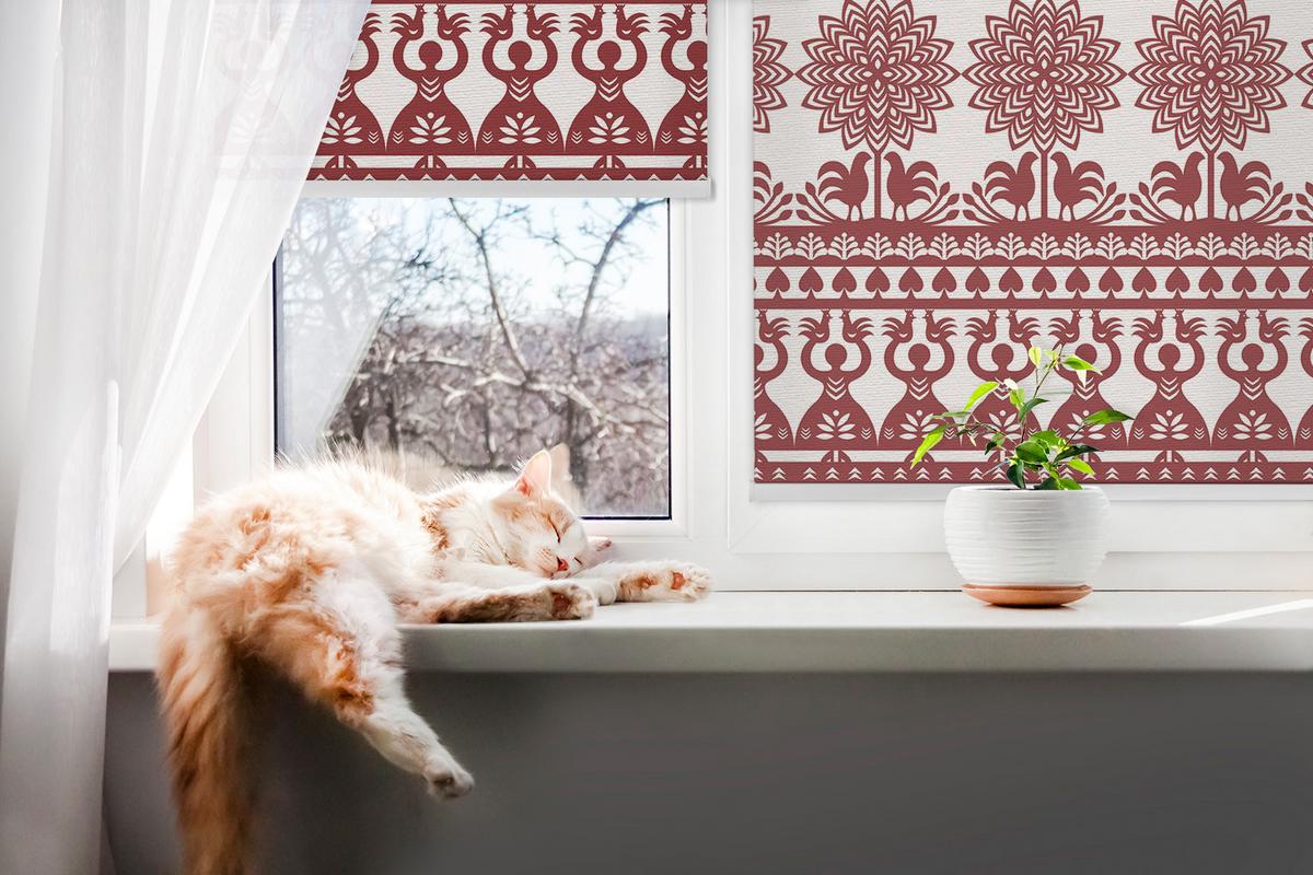 INNENROLLO - Fensterrollo - Rollo - 130x140 cm - Braunes Muster - Braun, Kunststoff (130/140/0.5cm) - TULUP