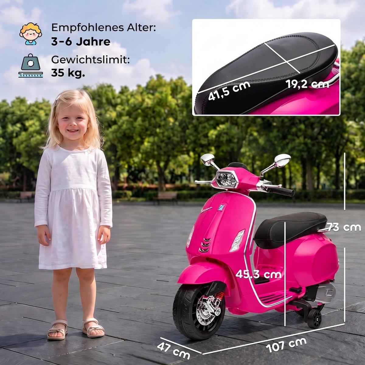 KINDER-ELEKTRO-MOTORRAD Kunststoff Metall Rosa - Rosa, Kunststoff (107/47/73cm) - AIYAPLAY
