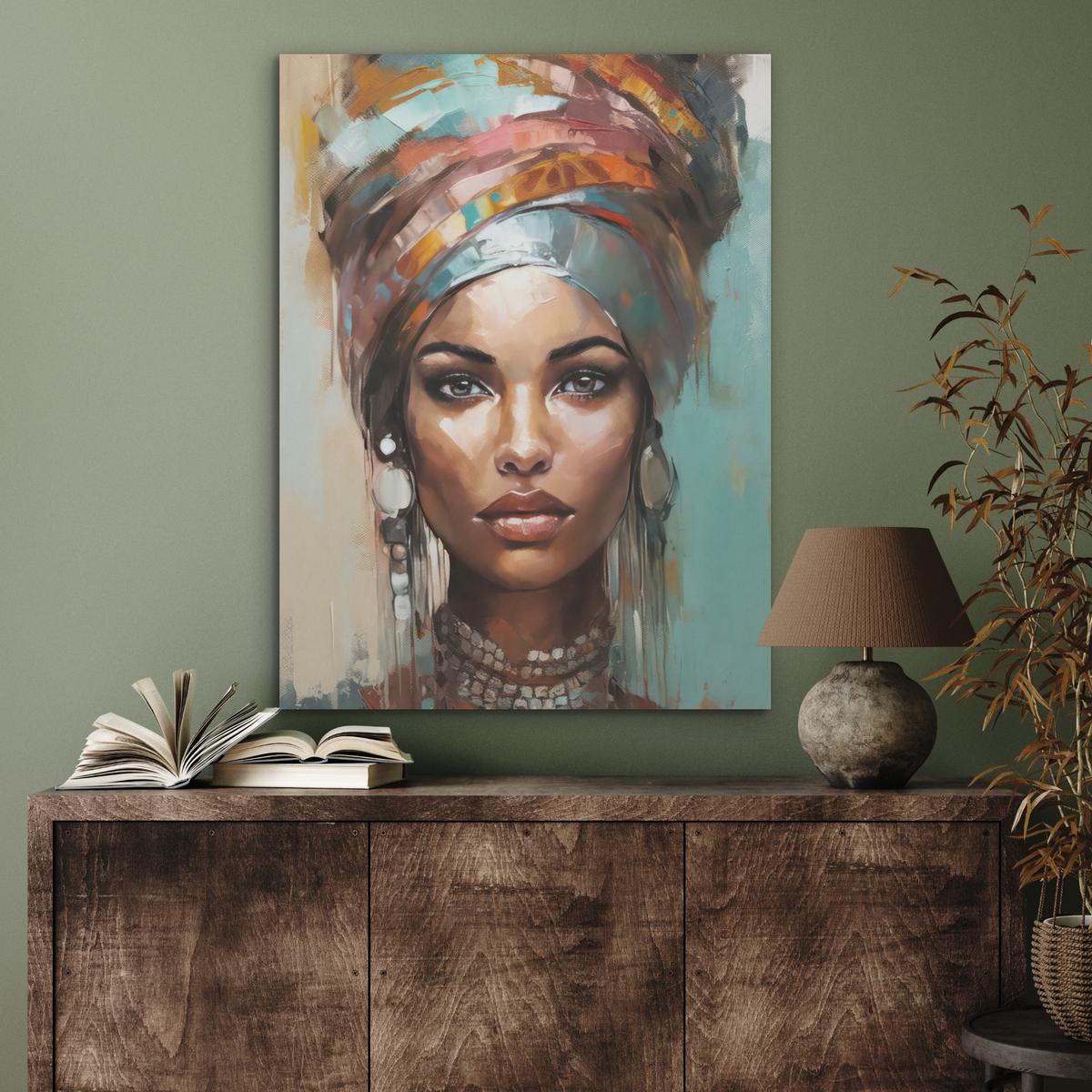 AKUSTIKBILD Frau - Kunst - Schmuck - Porträt Wandbilder 60x80 cm - Blaugrau, Kunststoff (60/80/0.9cm) - MuchoWow