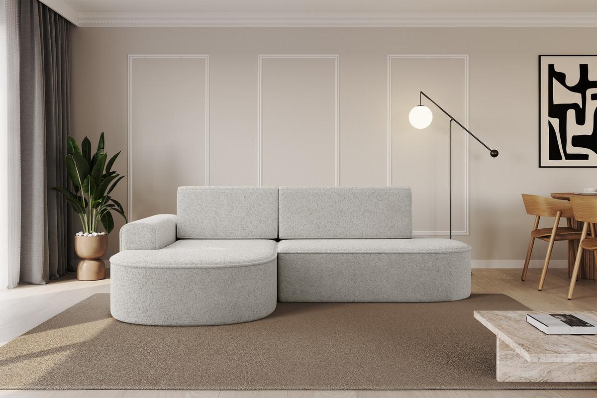 ECKSOFA mit Schlaffunktion und Bettkasten Ottomane Links MARI-L1-S - 283x167x73 cm Hellgrau Tissu - Hellgrau/Schwarz, Holzwerkstoff/Kunststoff (283/167cm) - ALTDECOR