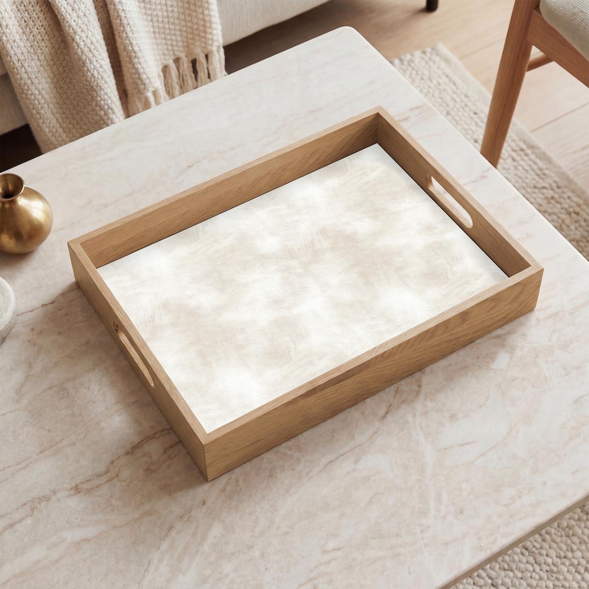 TABLETT Dezent - Textur - Beige 40x30 cm - Creme, Holz (40/5/5cm) - OnlyWow