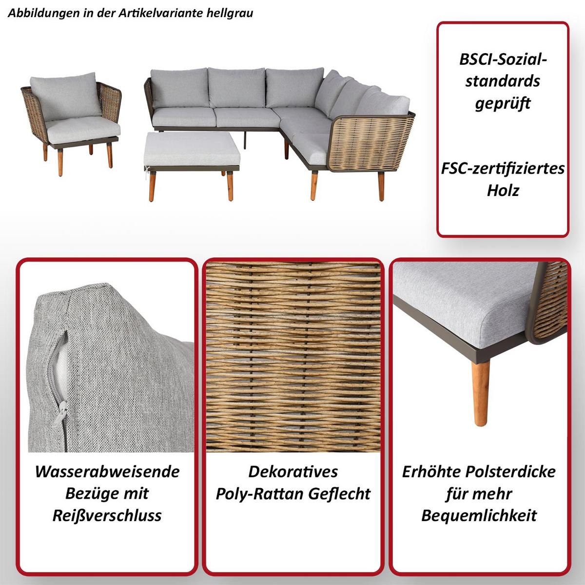 GARTENGARNITUR Braun, Hellgrau - Hellgrau/Braun, Textil - MCW