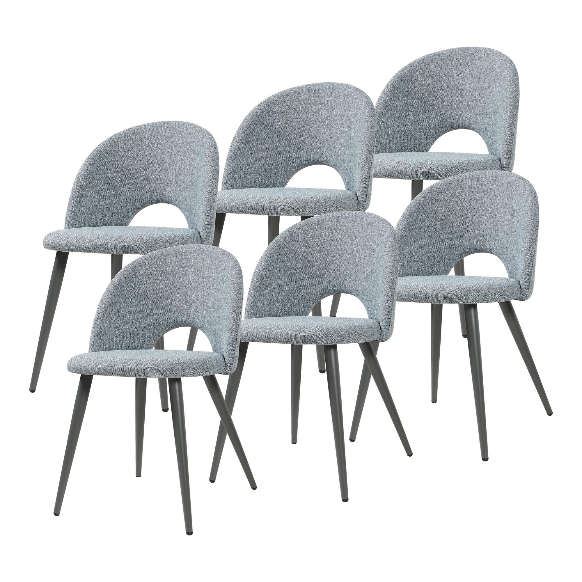 ESSZIMMERSTUHL-SET 6 TLG. Karijoki - Dunkelgrau/Grau, Textil/Metall (50/77/55cm) - [en.casa]