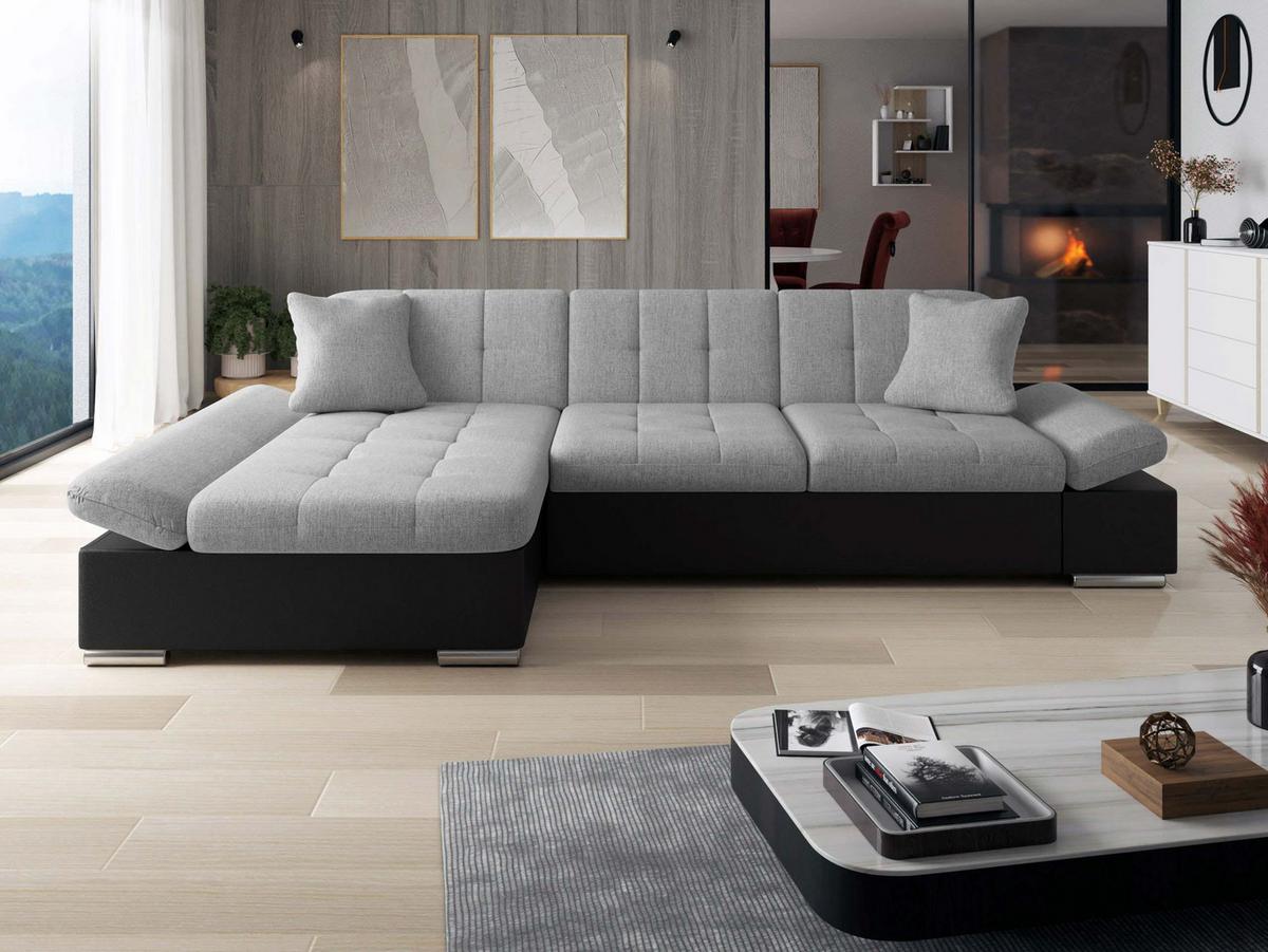 ECKSOFA Montana, Seite: Links - Schwarz/Grau, Holz/Textil (278/161cm) - MIRJAN24
