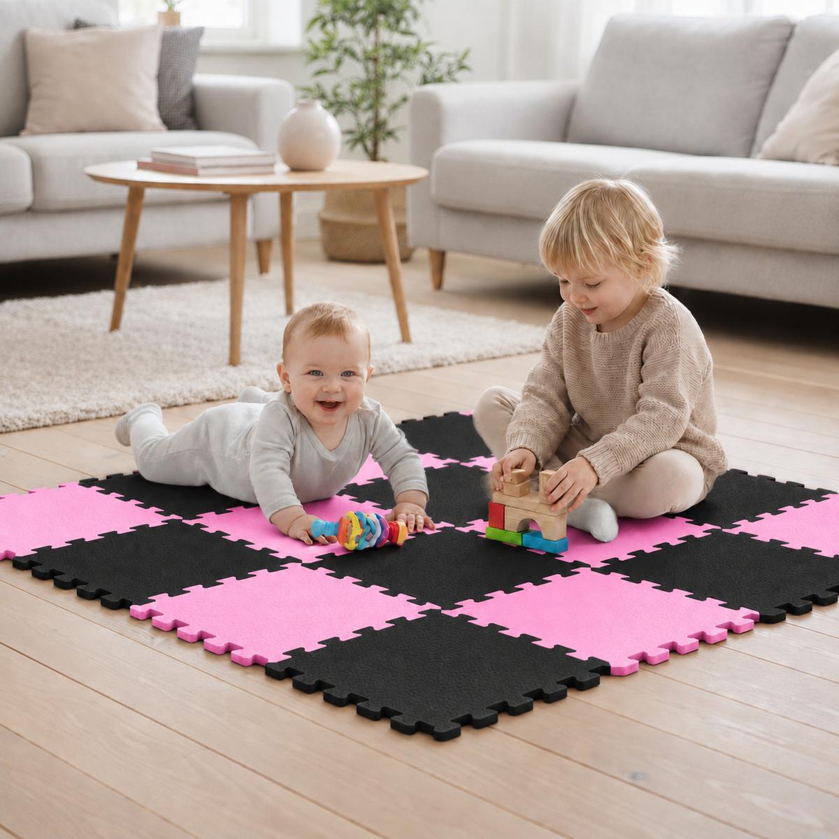 SPIELMATTE ab Null - 180/90 cm Puzzlematte Schwarz - Multicolor, Kunststoff (30/30cm) - Littletom