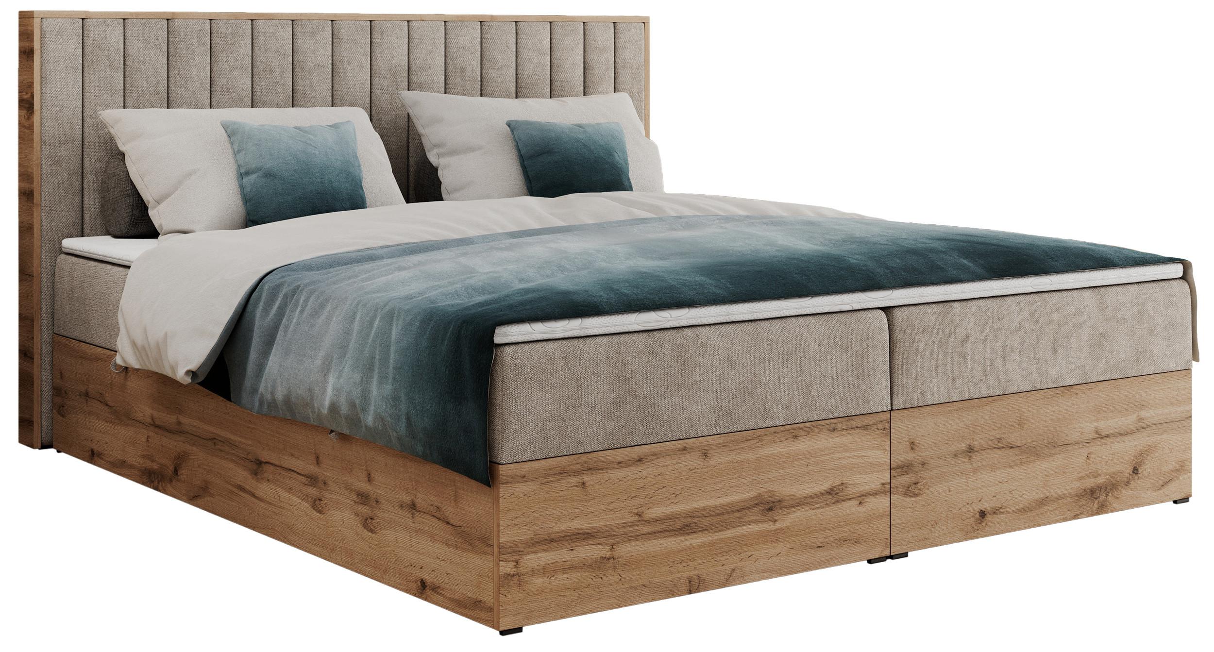 BOXBETT ALBERO 4 - 120/200 Beige Struktur - H4 - Beige, Holz/Textil (120/200cm) - MKS