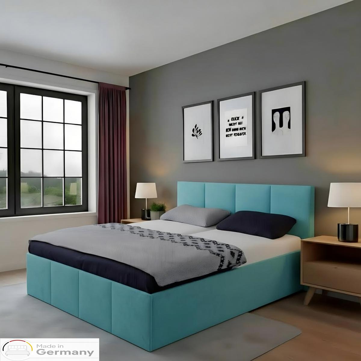 POLSTERBETT Dalas Blau 160 x 200 x 40 cm Stauraum Mit hochwertiger Matratze H3 (bis 120 kg) und Lattenrost - Blau, Holz (160/200cm) - Halmon Schlafkomfort Betten 