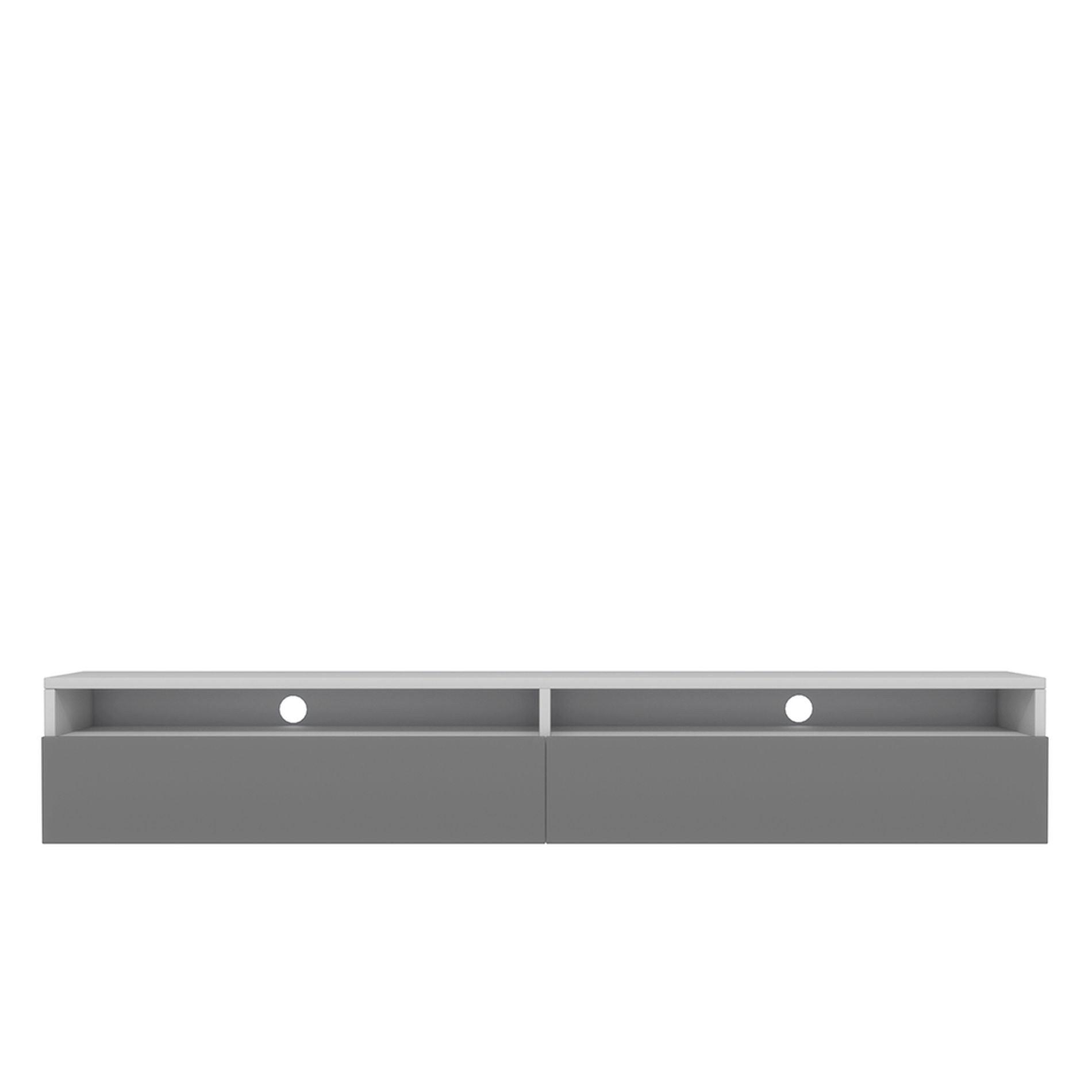 TV-LOWBOARD Rednaw Weiß Matt/Grau Hochglanz mit LED, 180 cm - Weiß/Grau, Holzwerkstoff (180/30/31cm) - Selsey