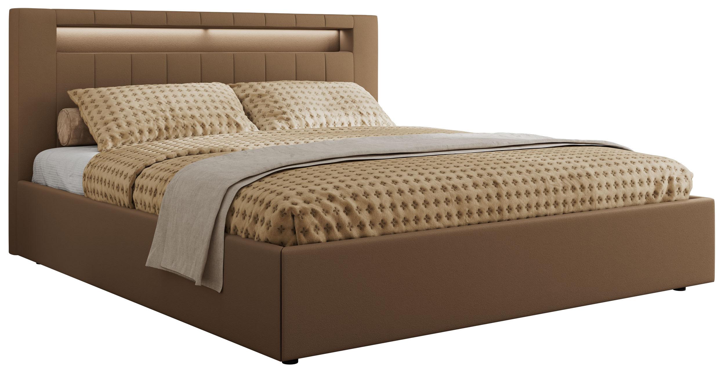 POLSTERBETT GOLD 5 CLASSIC 140/200 - Braun Kunstleder - Multipocket-Matratze - Braun, Textil (140/200cm) - MKS