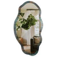 SPIEGEL 90x45 cm asymmetrisch mit Druck - Lackiertes Holz - Transparent, Glas (45/90/0.4cm) - TULUP