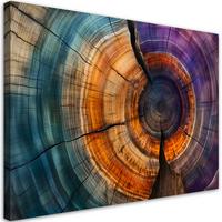 LEINWANDBILD Baumringe Abstraktion 100x70cm - Multicolor, Textil (100/70cm) - Feeby