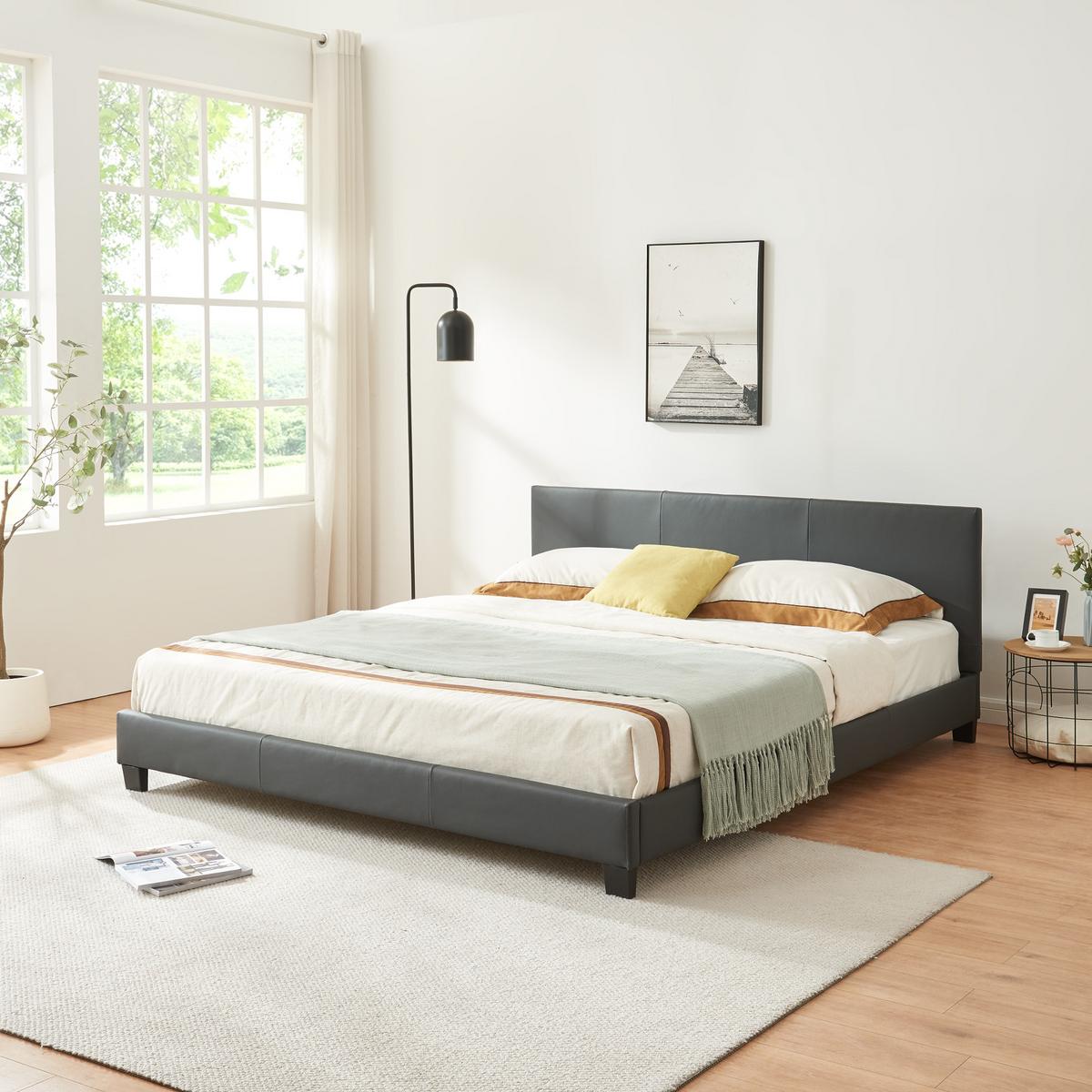 POLSTERBETT Albacete - Dunkelgrau, Textil (180/200cm) - Corium