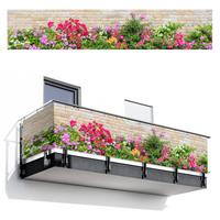BALKON-SICHTSCHUTZ Blumen - Pflanzen - Blätter - Steine Groß 500x95 cm - Pink, Kunststoff (500/95cm) - MuchoWow