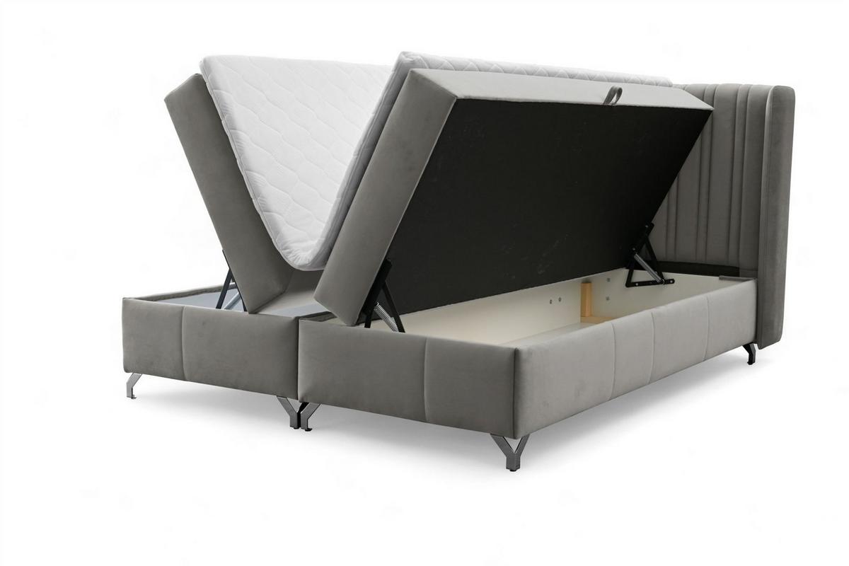 BOXBETT Damien - Dunkelgrau, Holzwerkstoff/Textil (140/200cm) - Fun Möbel